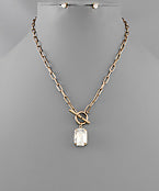 Rectangular Crystal Pendant Necklace