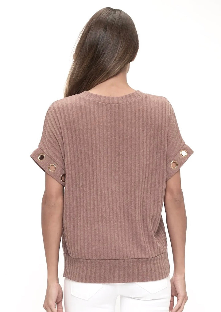 Grommet Knit Top
