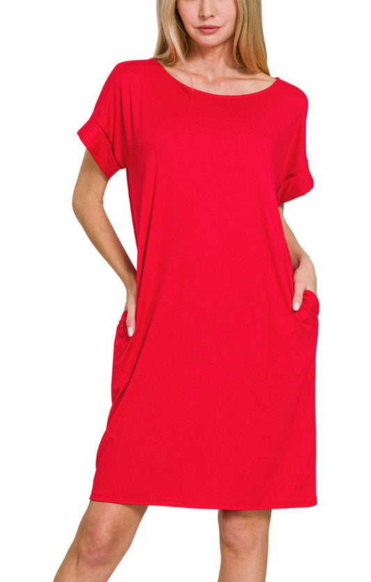 Rolled Sleeve Dress (3 colors)