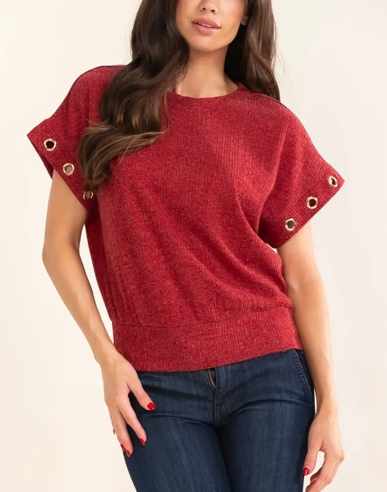 Grommet Knit Top (2 colors)