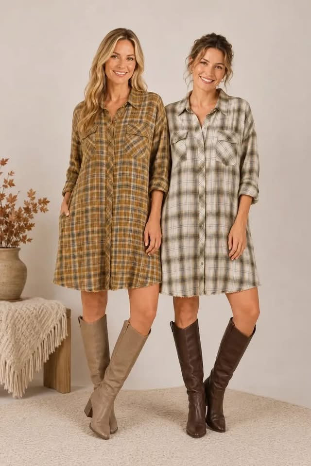 Plaid Shirt Dress (2 options)