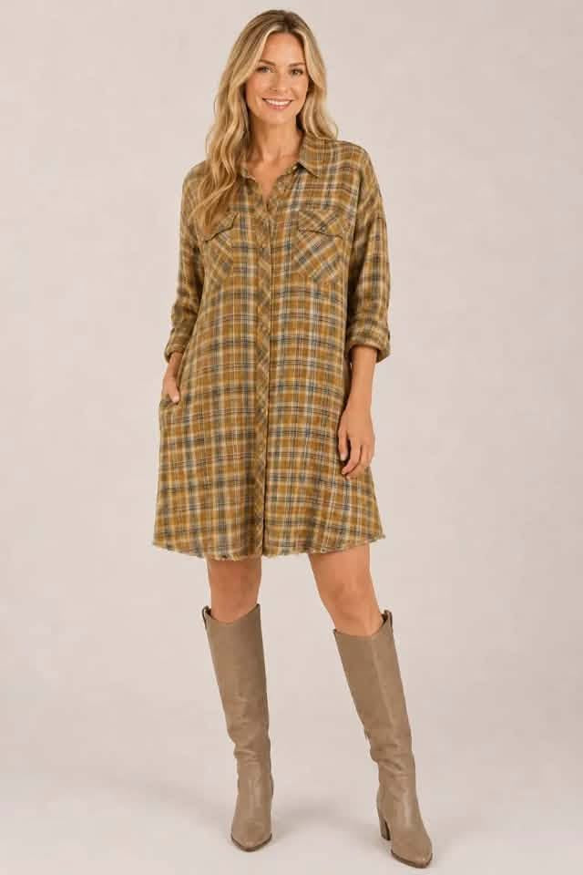 Plaid Shirt Dress (2 options)