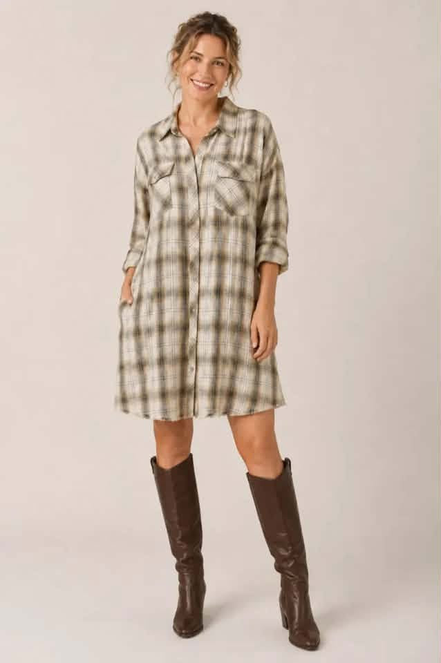 Plaid Shirt Dress (2 options)
