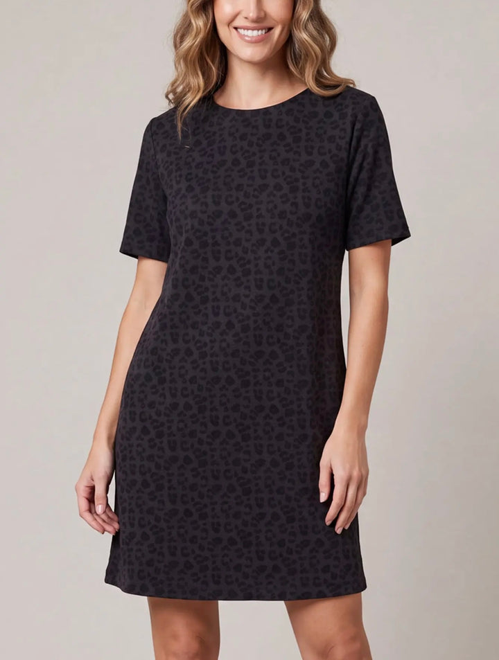 Faux Suede Animal Print Dress