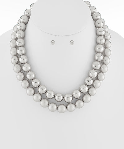 2 Row Shiny Silver Necklace