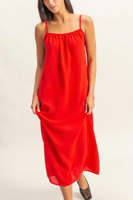 Spaghetti Strapped Midi Dress