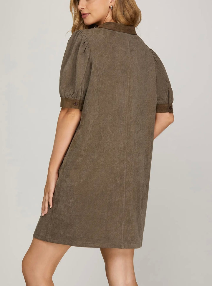 Brushed Twill Lace-Up Dress