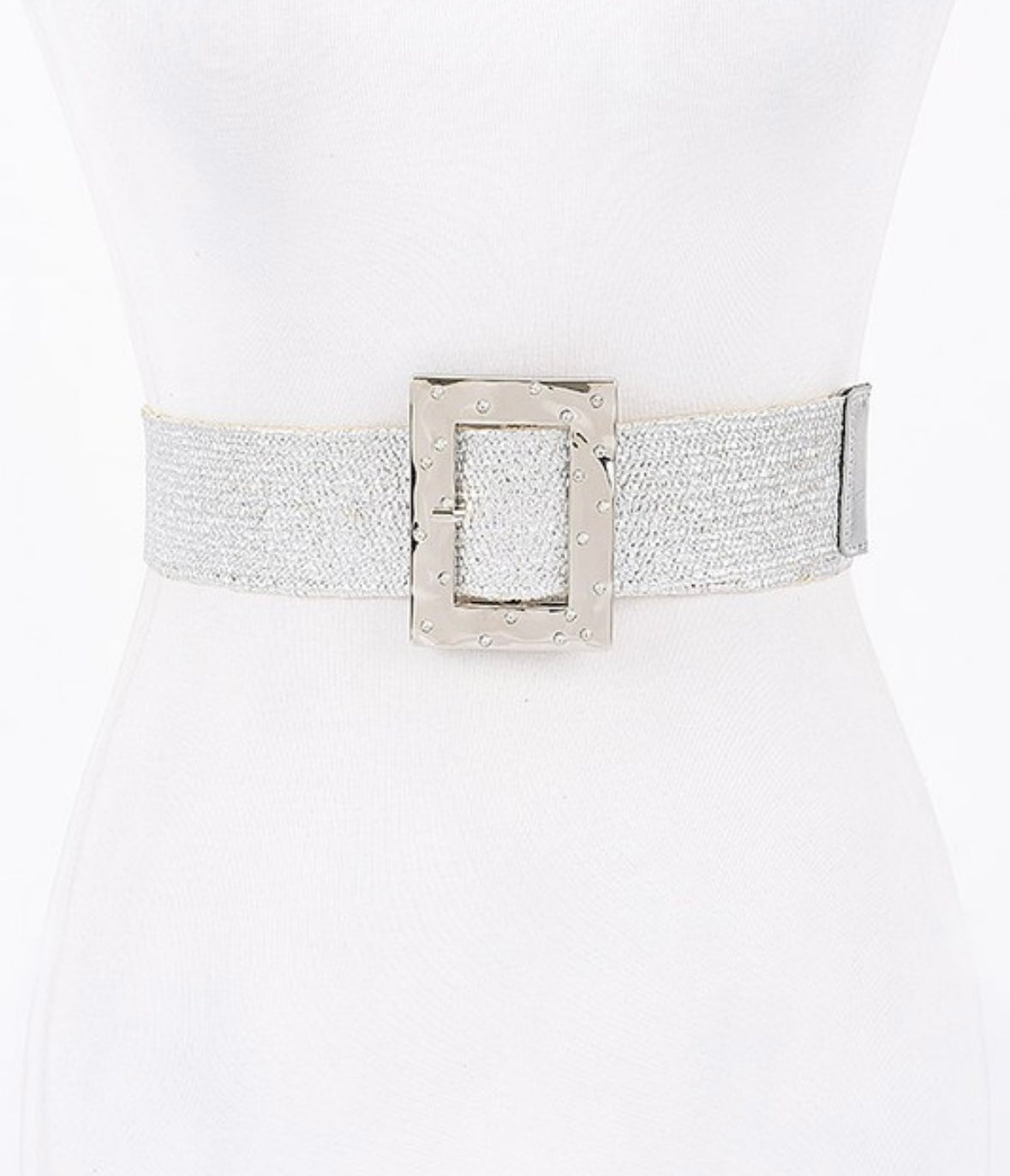 Plus Faux Straw Stretch Belt W/Metal Stone Buckle (2 options)