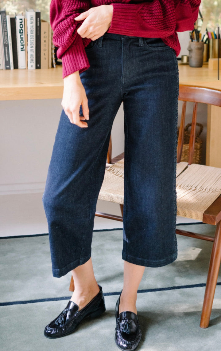 Judy Blue Side Seam Braid Wide Crops