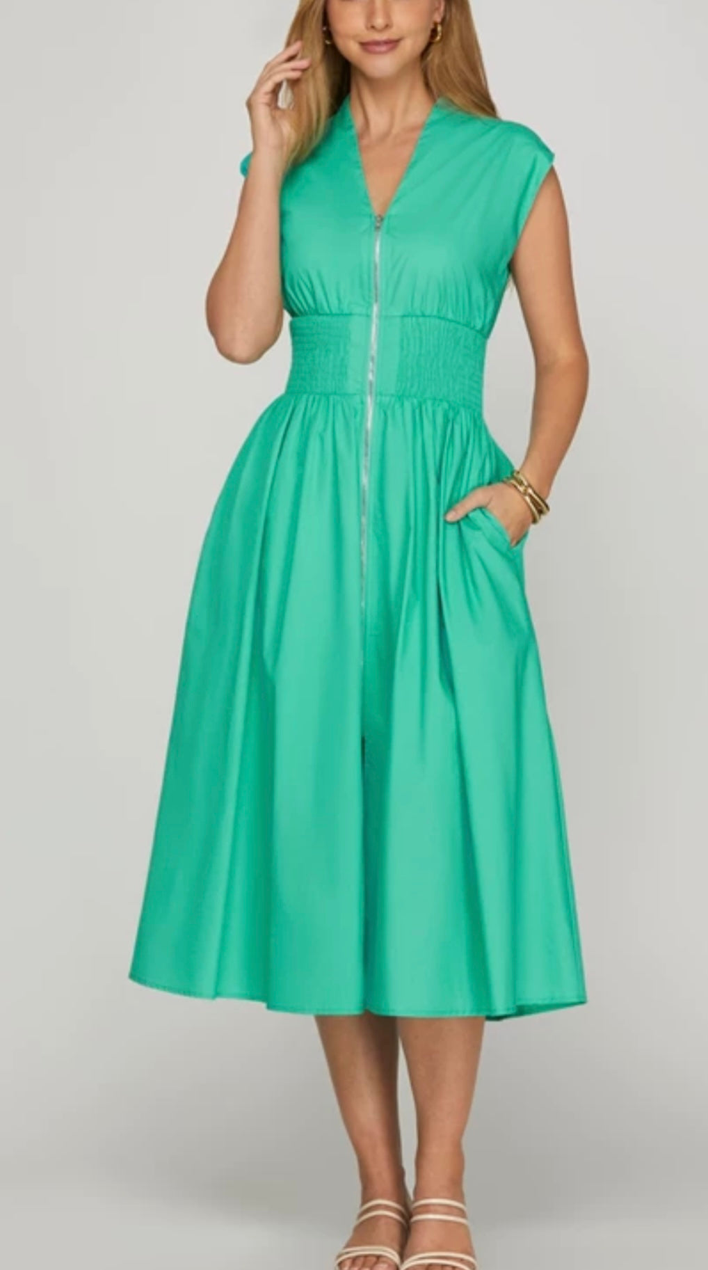 Smocked Waist Midi Dress
