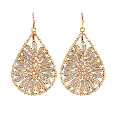 Glass Raffia Teardrop Earrings