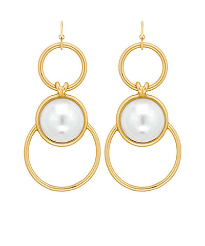 Linked Pearl & Circle Earrings