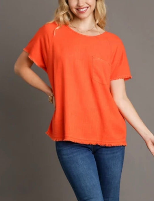 Frayed Edge Linen Blouse