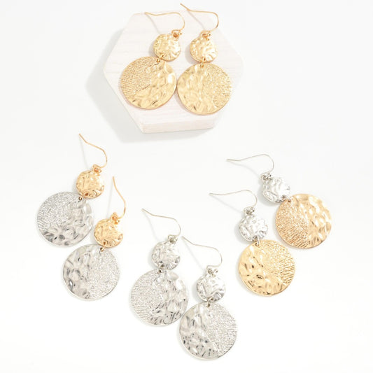 Linked Metal Disc Earrings