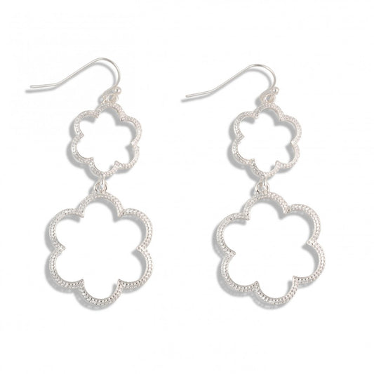 Silver Flower Drop Earrings