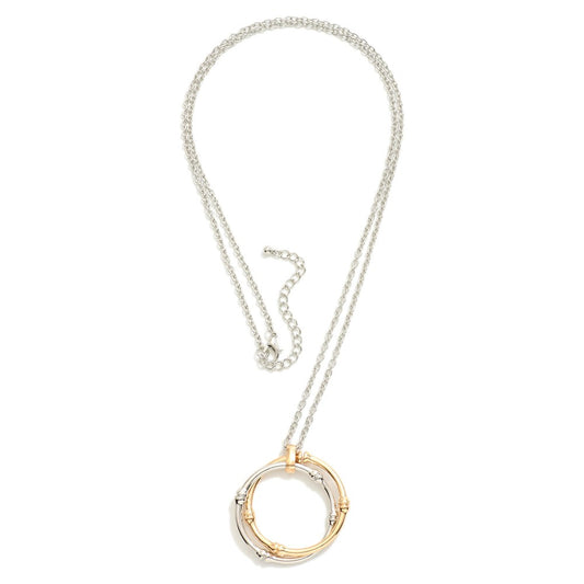 Two-tone Hoop Pendant Necklace