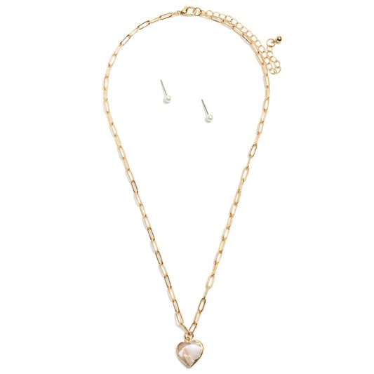 Stone Heart Pendant Necklace