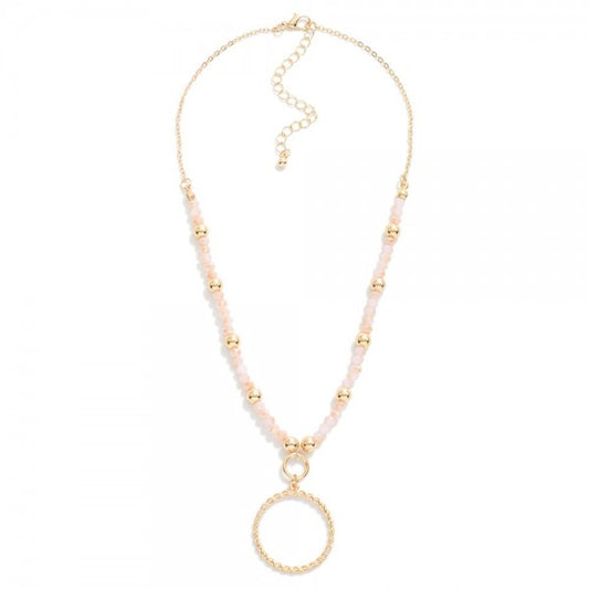Beaded Necklace w/Circle Pendant