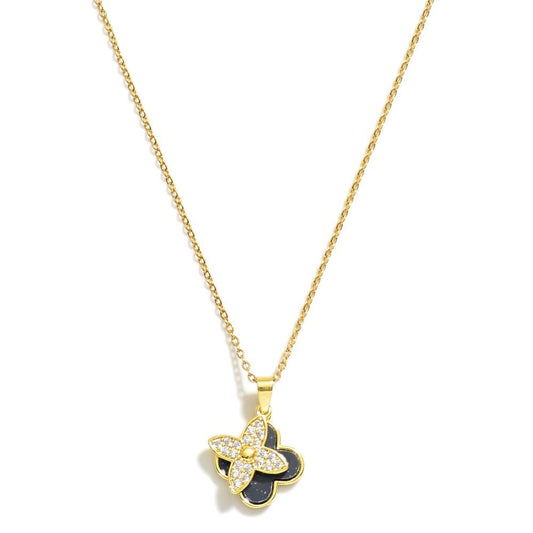 Black Clover Pendant Necklace