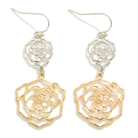 2-Tone Rose Earrings