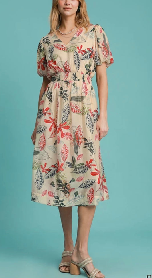 Abstract Print Midi Dress