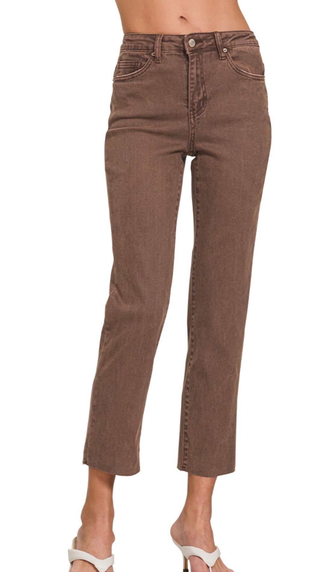 Acid Washed Straight Crop Denim (2 colors)