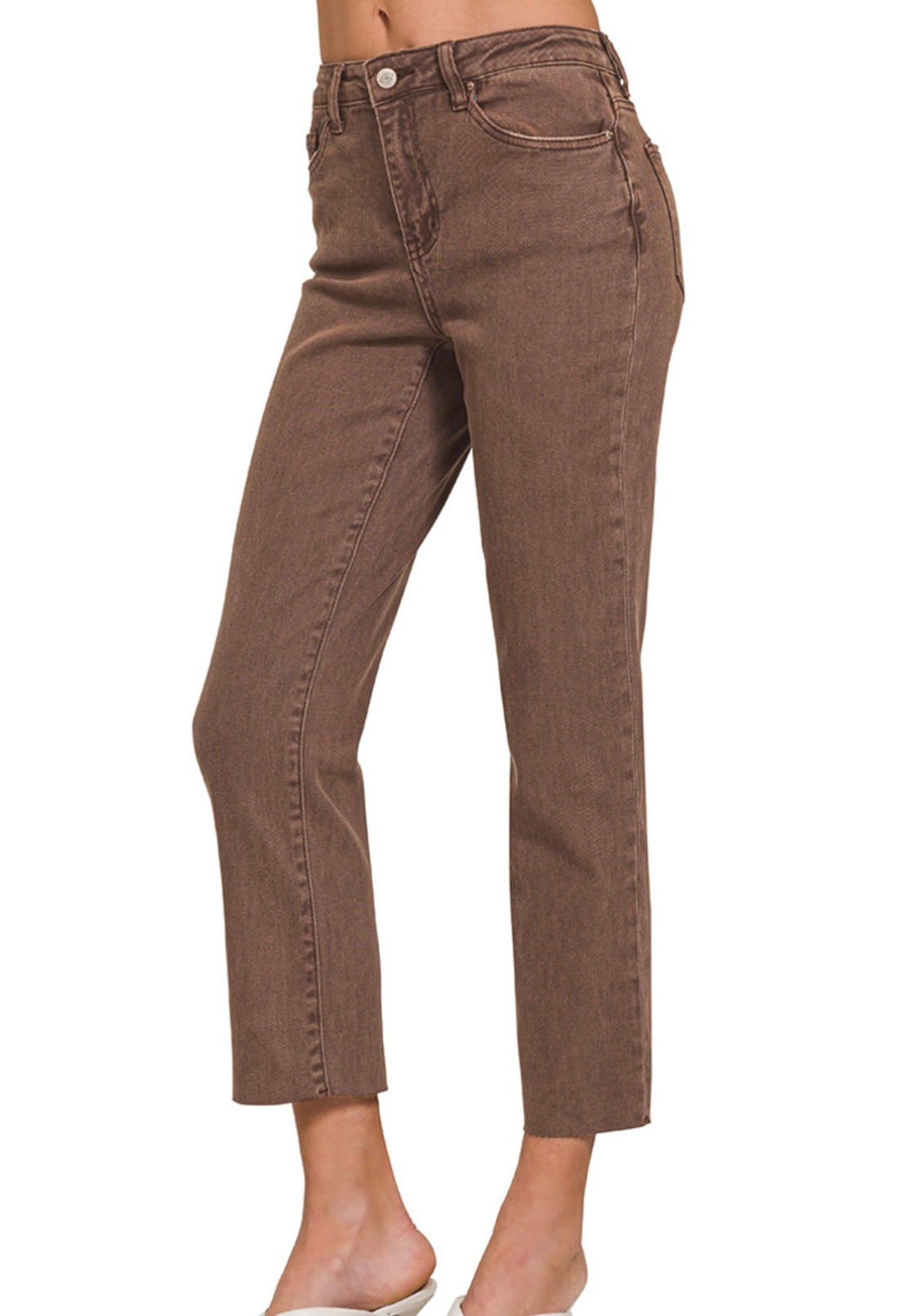 Acid Washed Straight Crop Denim (2 colors)