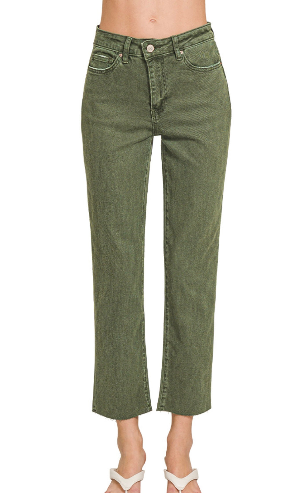 Acid Washed Straight Crop Denim (2 colors)