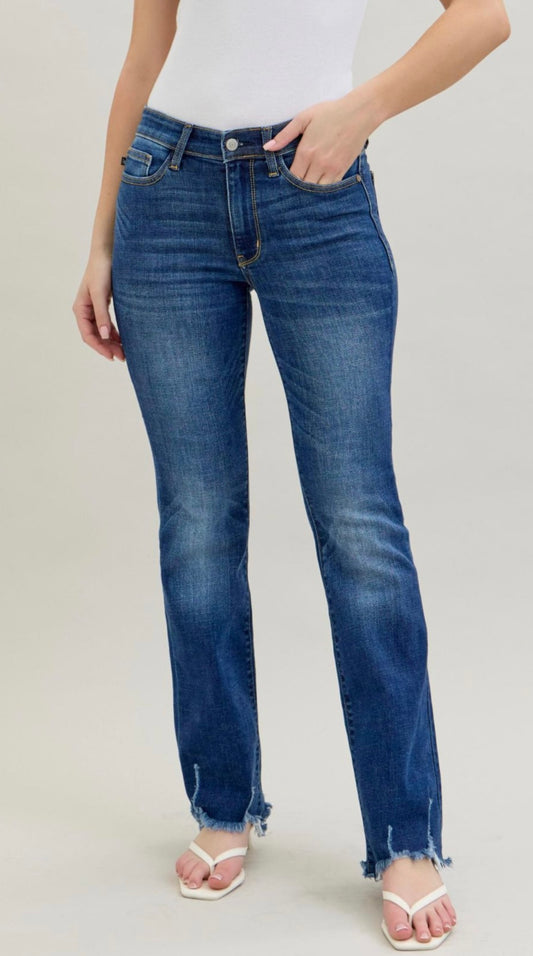 Judy Blue MR Distressed Hem Bootcut