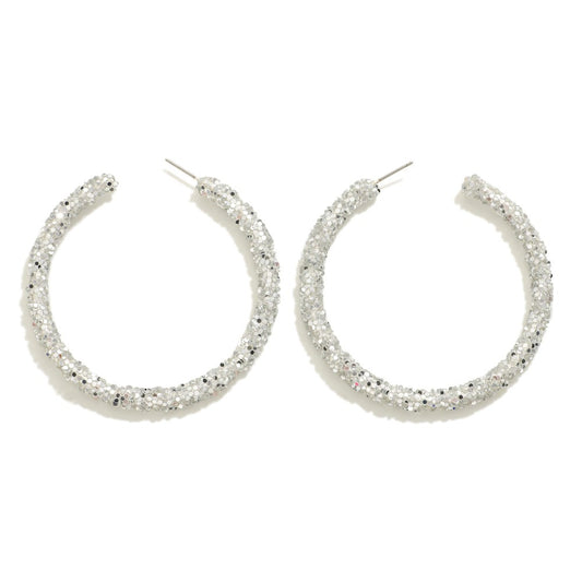 Silver Glitter Hoops