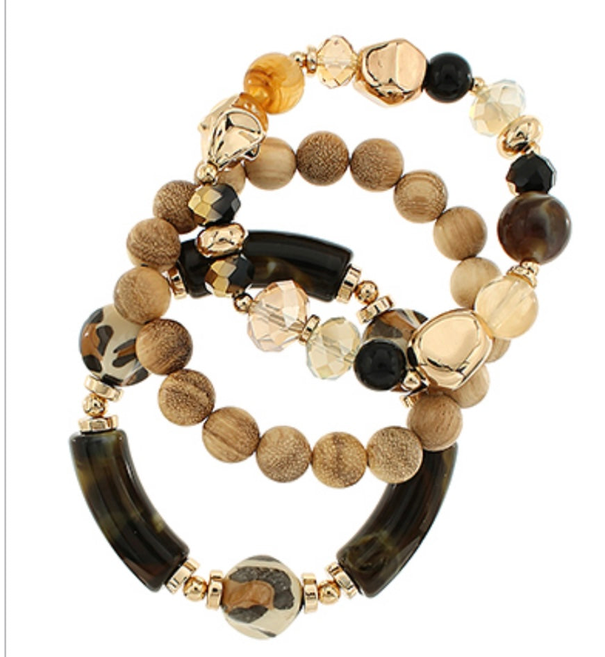 Natural/Gold Stack Bracelet
