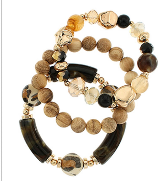 Natural/Gold Stack Bracelet