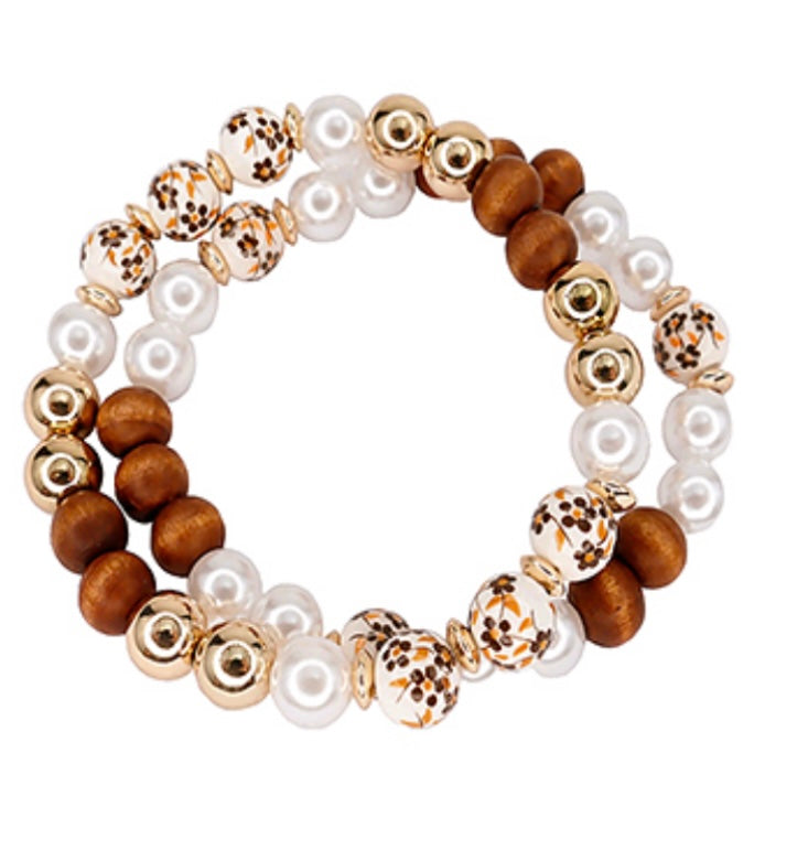 Ceramic & Wood Bracelet Set