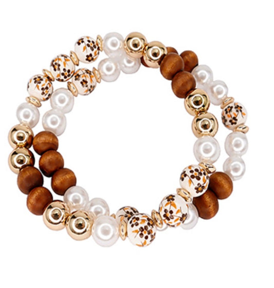 Ceramic & Wood Bracelet Set