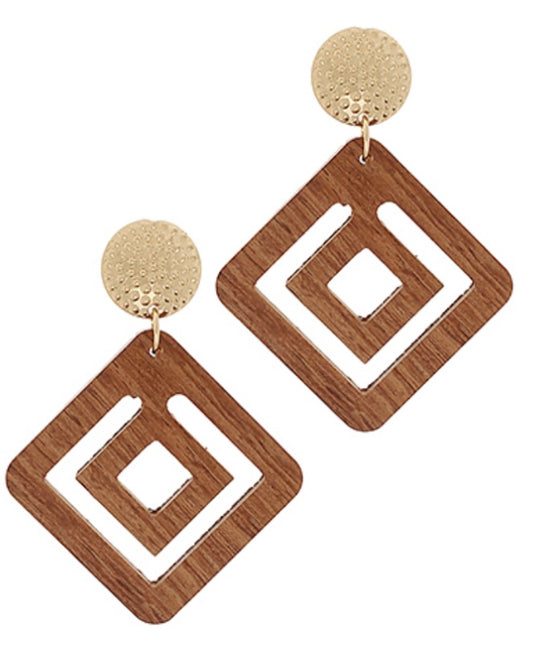 Geo Wood Earrings