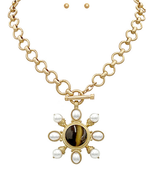 Pearl & Stone Necklace Set