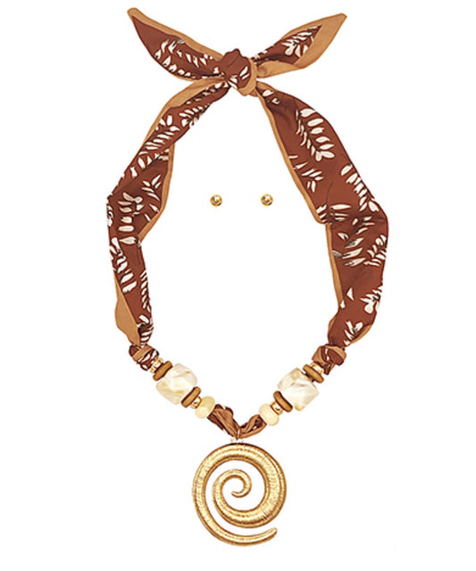 Swirl Pendant Scarf Necklace