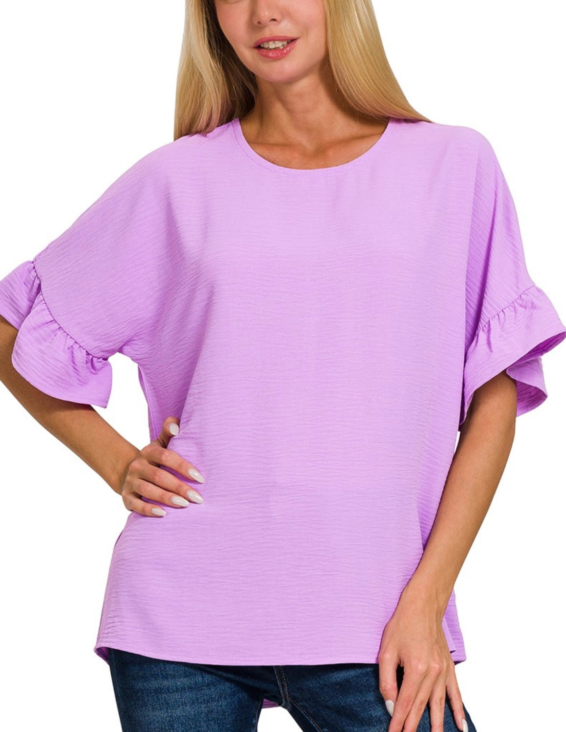 Airflow Ruffle Sleeve Blouse (2 colors)