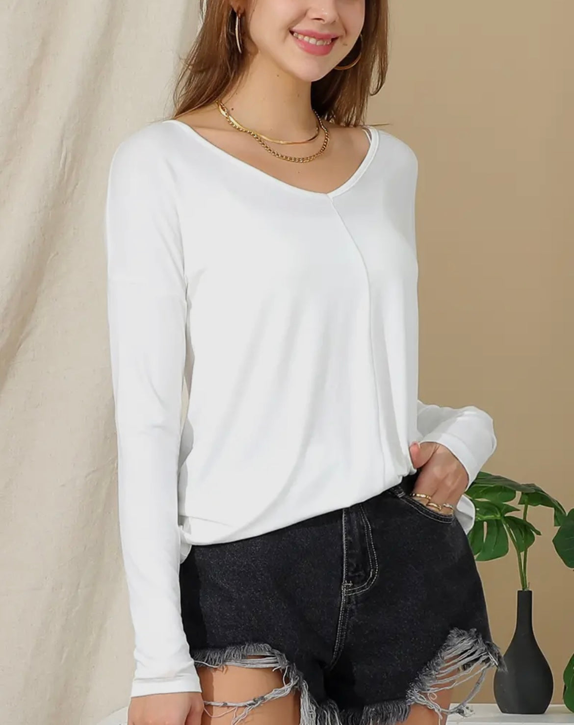 L/S V-Neck Top