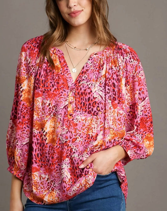 Mixed Print Blouse