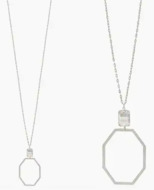 Open Octagon w/Crystal Necklace