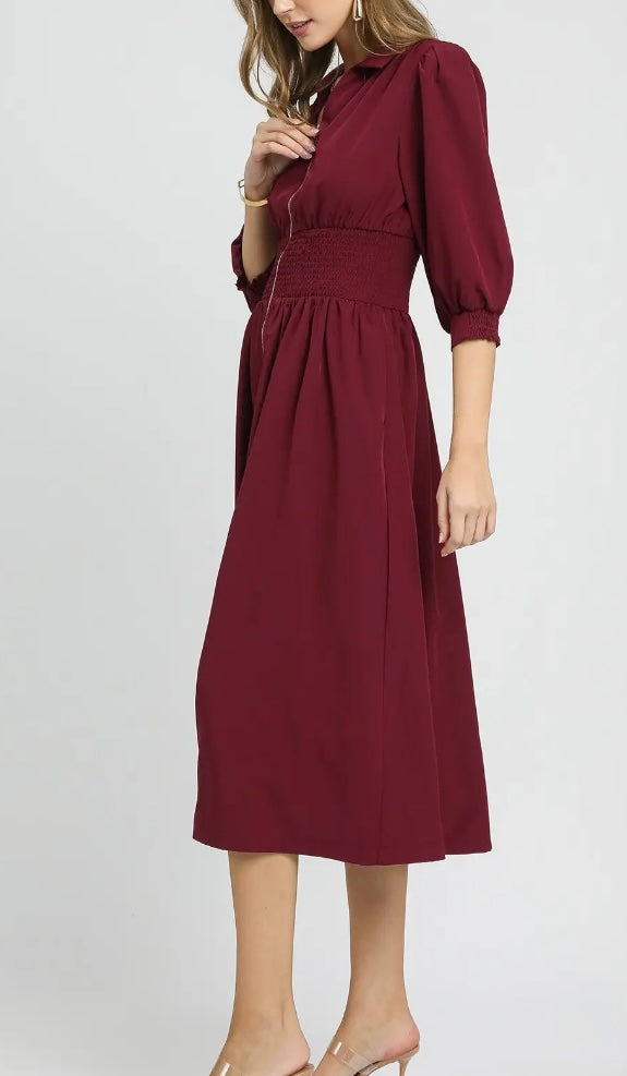 Front Zip Midi Dress