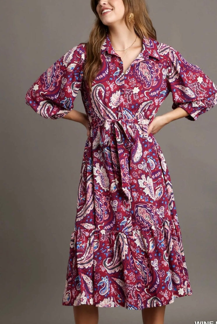 Paisley Midi Dres