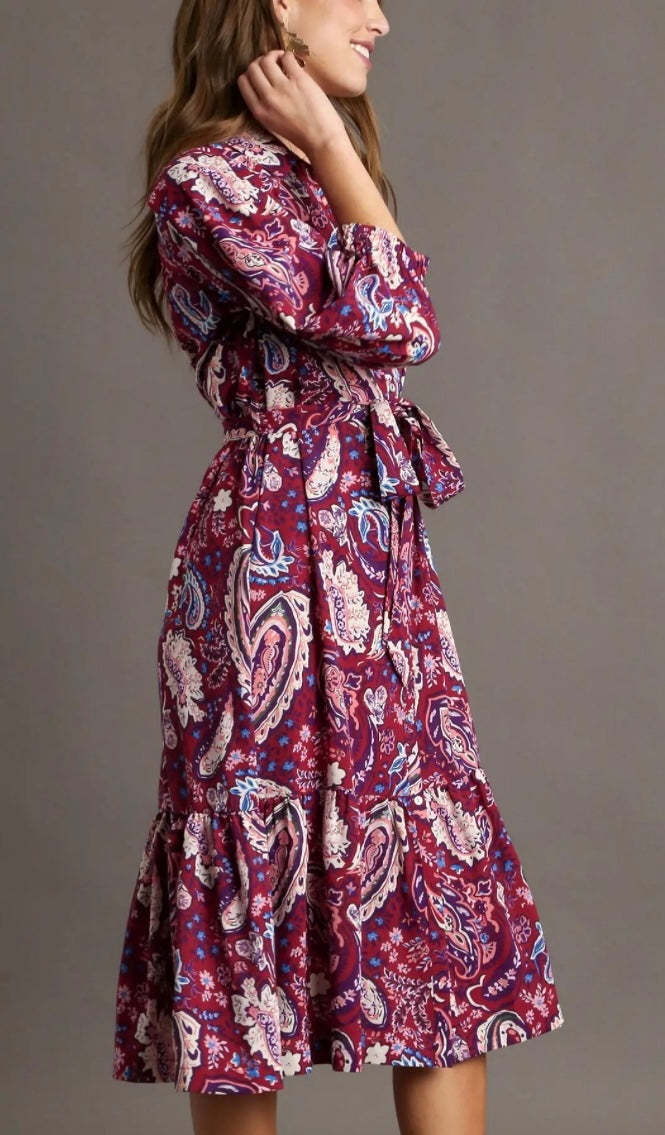Paisley Midi Dres