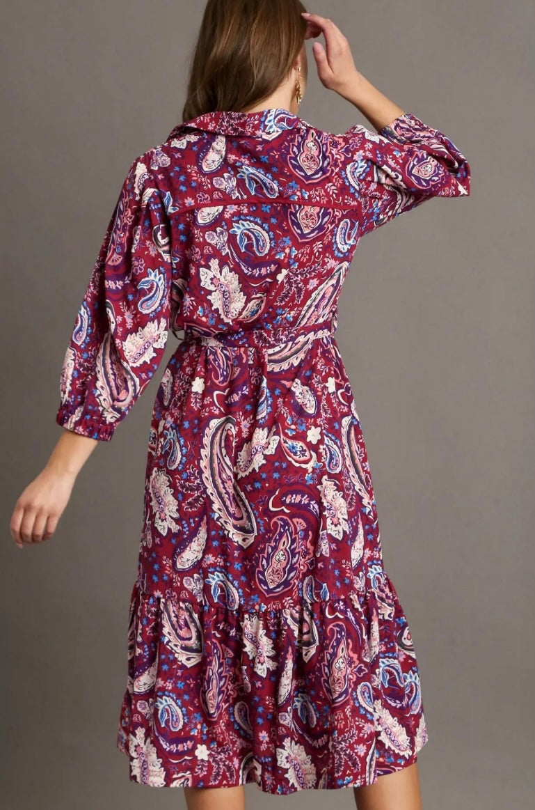 Paisley Midi Dres