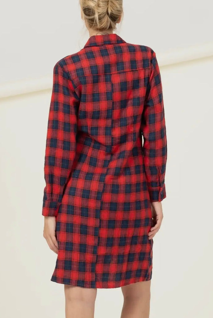 Twisted Plaid Dress