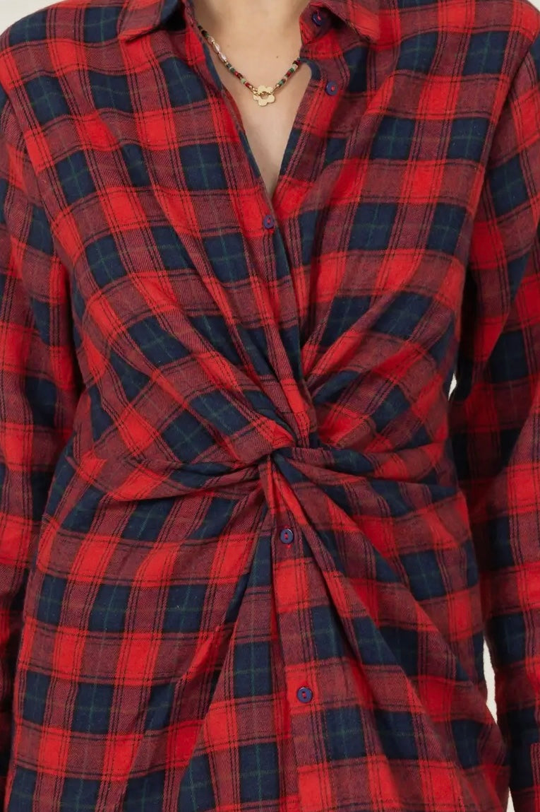 Twisted Plaid Dress