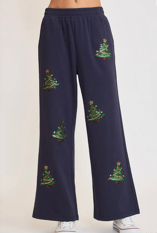 Sequin Trees Knit Pants