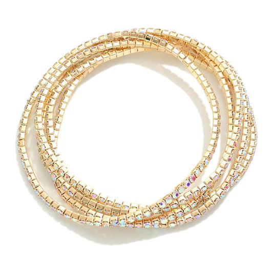 Set of 5 Rhinestone Bracelets (3 options)