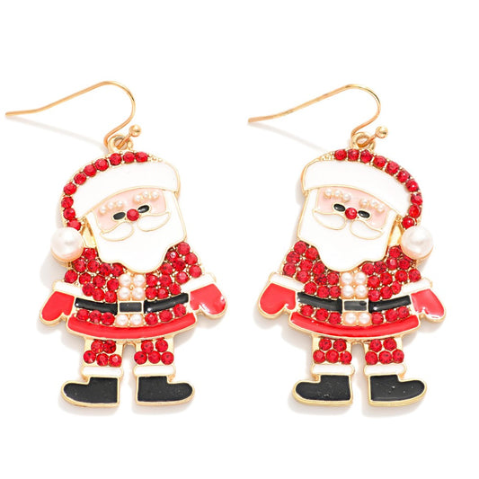 Rhinestone Santa Earrings